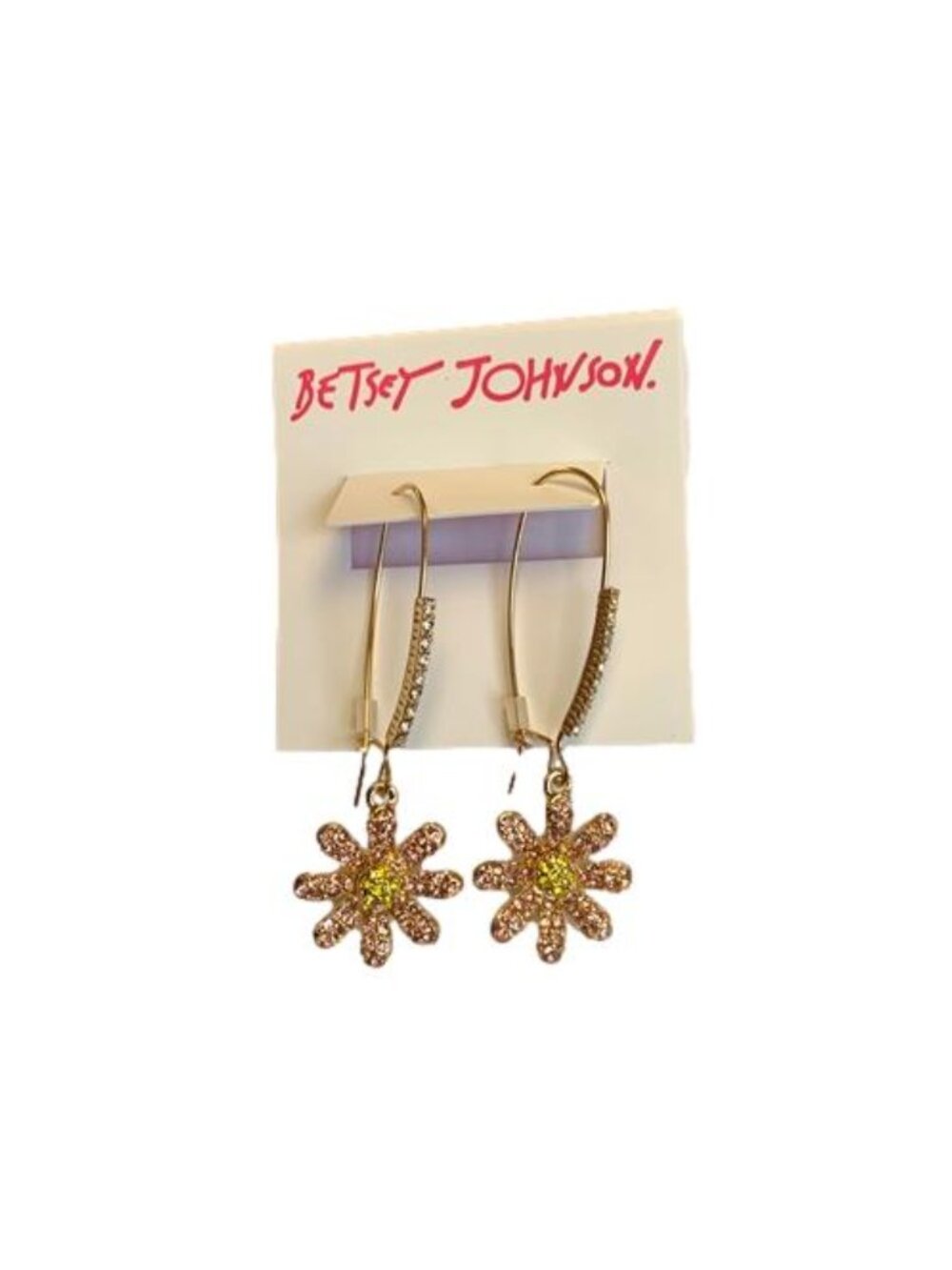 Betsey Johnson Ooh A Daisy Flower Linear Earrings Pink